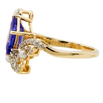 9ct Gold Tanzanite/Cubic Zirconia Cluster Ring size J